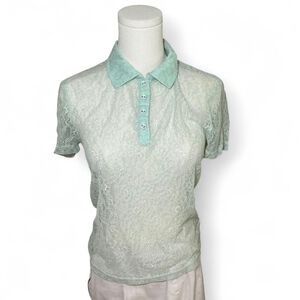 Audrey Parks Mint Lace Polo Top – Size M